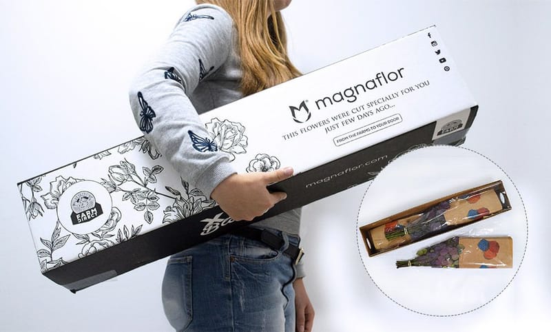 Magnaflor wholesale flower export box - premium Ecuador-grown roses packed for nationwide US delivery